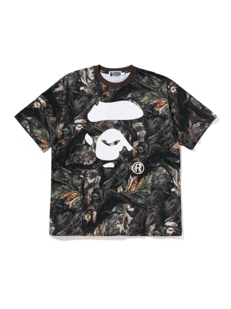 A BATHING APE TREE EDGE CAMO APE FACE RELAXED FIT TEE ア ベイシング エイプ トップス カットソー・Tシャツ グレー ブラウン【送料無料】
