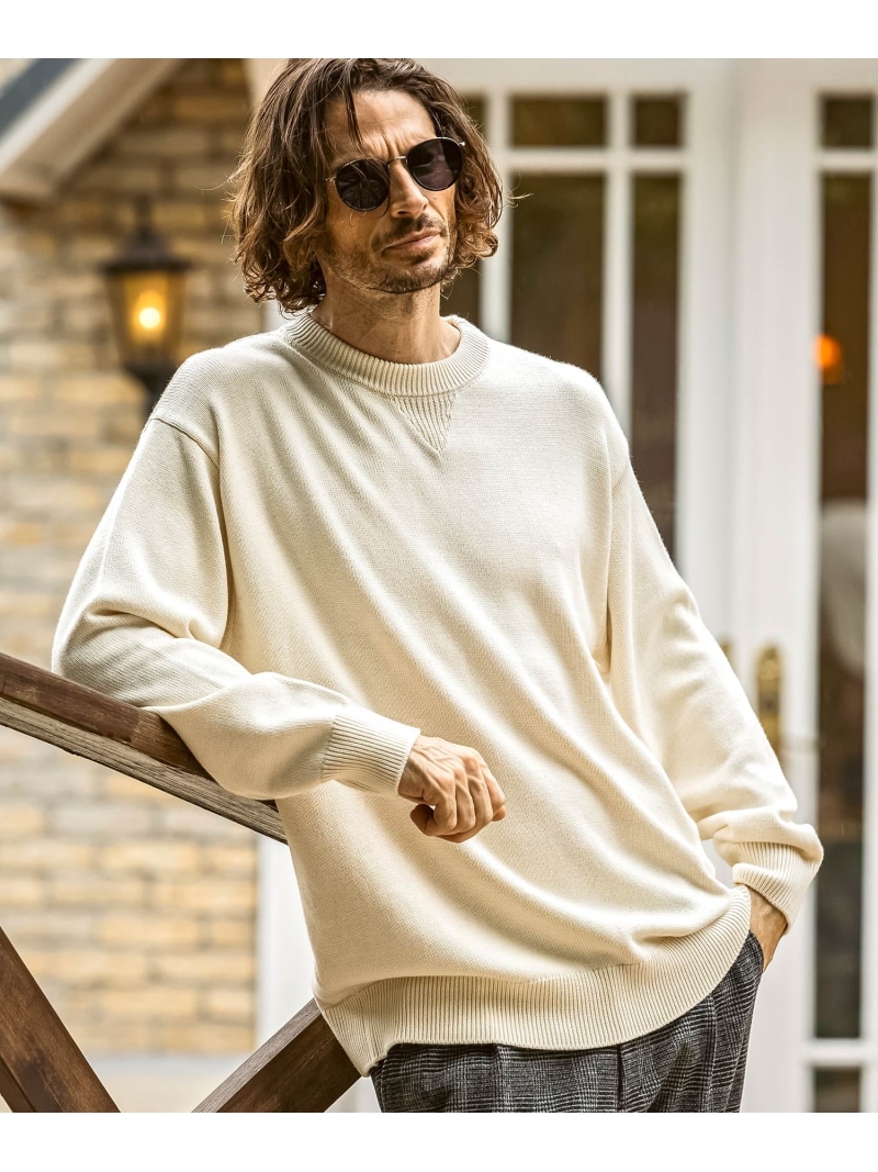JH junhashimoto JH junhashimoto コットンカシミヤクルーネックニット シフォン トップス ニット ブラック ホワイト ネイビー【送料無料】| Fashion Men