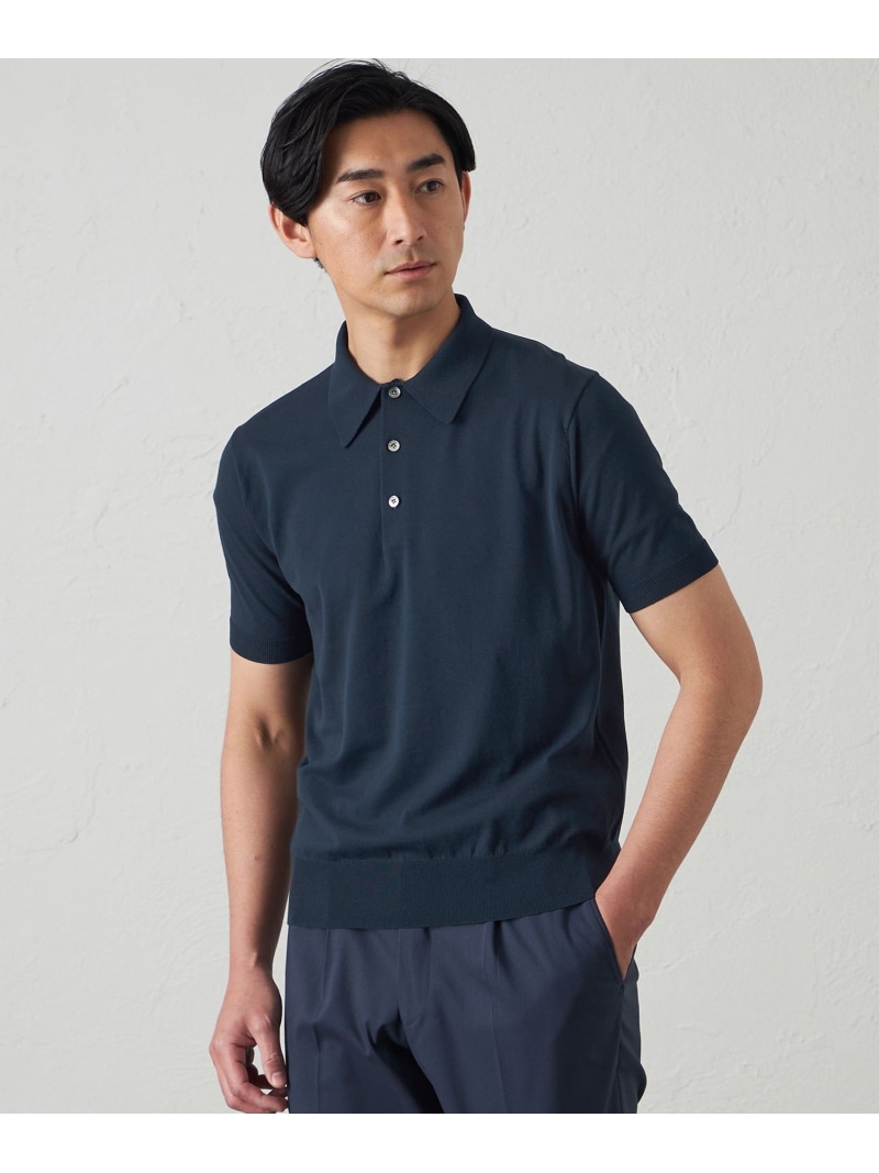 【SALE／50%OFF】BAKER STREET 【ウォッシャブル】COTTON BRIDニット ポロシャツ ベイカー・ストリート トップス ニット ネイビー【RBA_E】【送料無料】