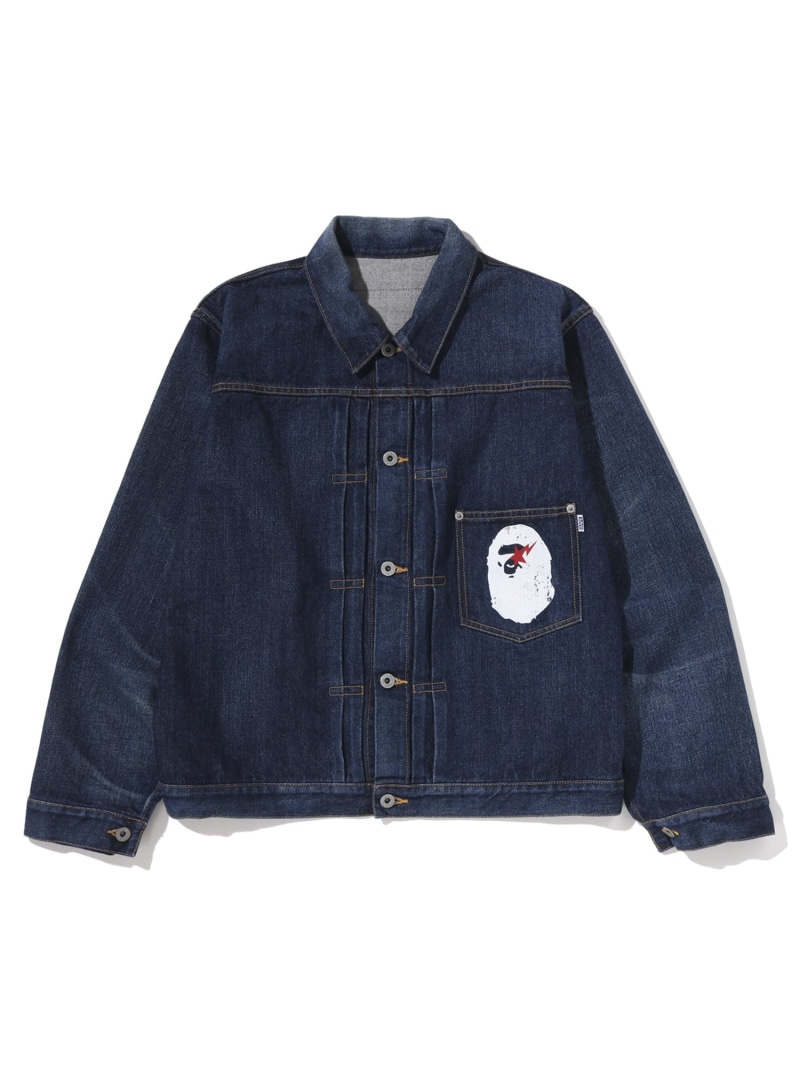 A BATHING APE APE HEAD DENIM JACKET ア ベイシング エイプ ジャケット・アウター ジーンズ上衣 米国海軍【貨物輸送無料】