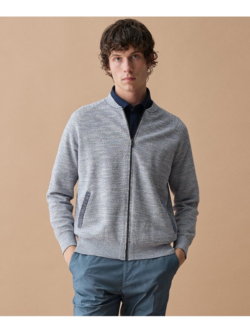JOSEPH ABBOUD 【キングサイズ・イタリア共和国糸×エコ原材料・通気性・軽さ】スラブギマ×和紙 編み物 上衣 ジョセフアブード トップス ジレー 米国海軍 青み ベージュ【貨物輸送無料】