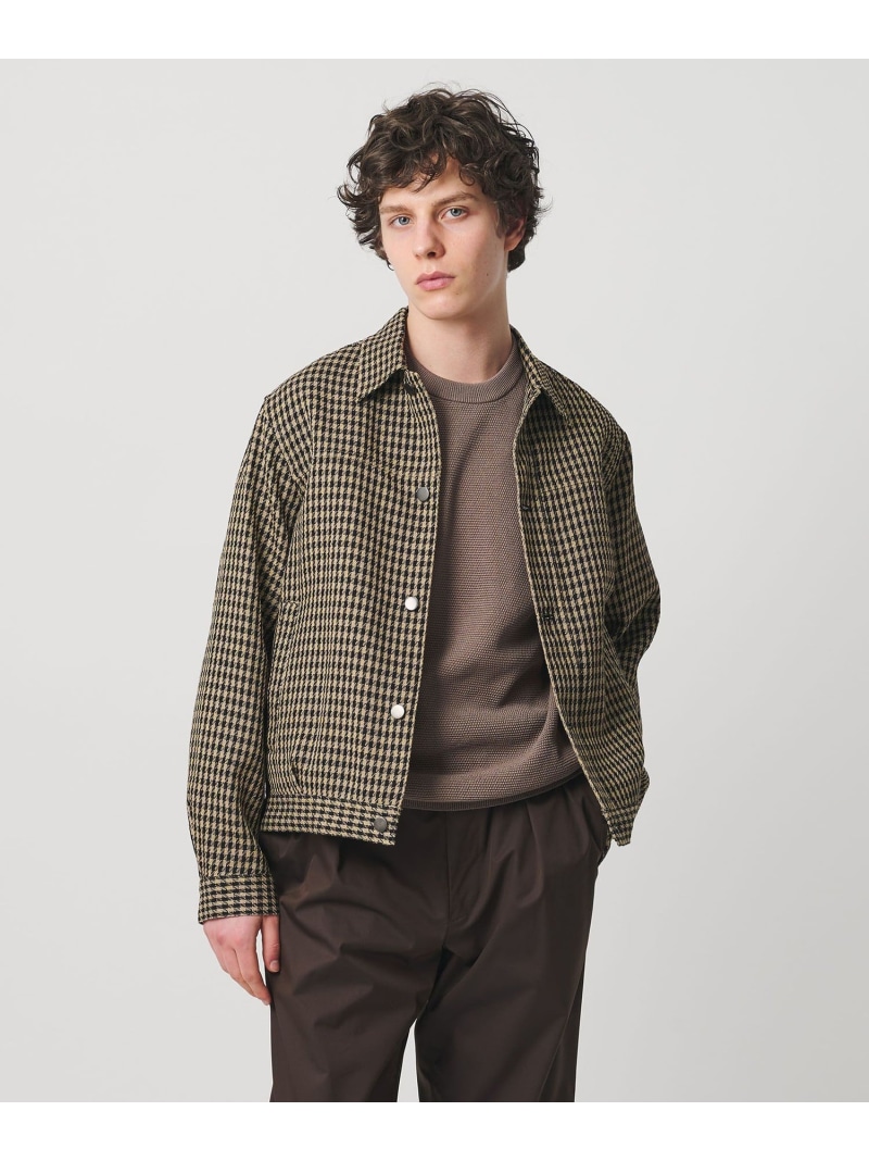 UNITED ARROWS リネン バスケットツイル モダン トラッカージャケット ユナイテッドアローズ ジャケット・アウター ブルゾン・ジャンパー ベージュ ブラック【送料無料】