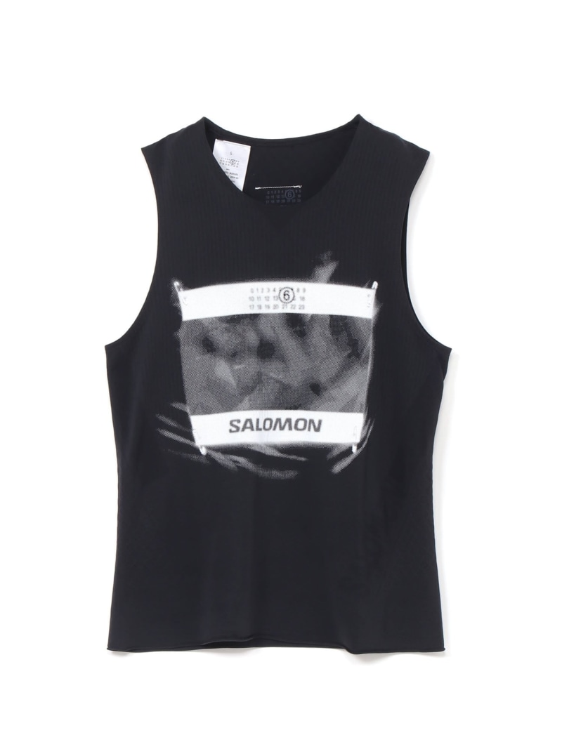 MM6 Maison Margiela MM6×SALOMON ノースリーブ ティーシャツ エムエムシックス トップス ノースリーブ・貯蔵タンクとっ始め 黒いこと【貨物輸送無料】