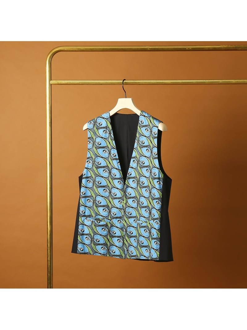 【SALE/50%OFF】DESIGNWORKS 【セットアップ対応】アフリカンバティック柄 リバーシブル ベスト デザインワークス トップス その他のトップス ネイビー ブルー【RBA_E】【送料無料】