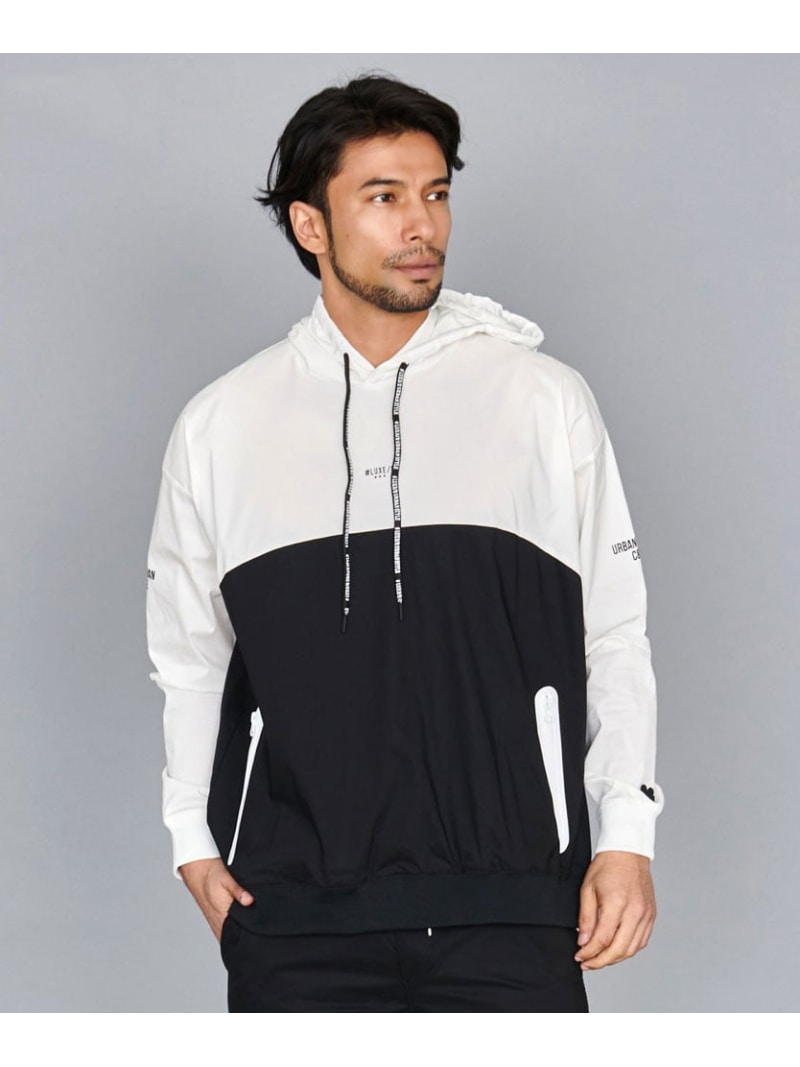 SB select LUXE/R ストレッチ布帛切替長袖パーカー シルバーバレット トップス パーカー・フーディー グレー ベージュ ホワイト【送料無料】｜ Fashion Men