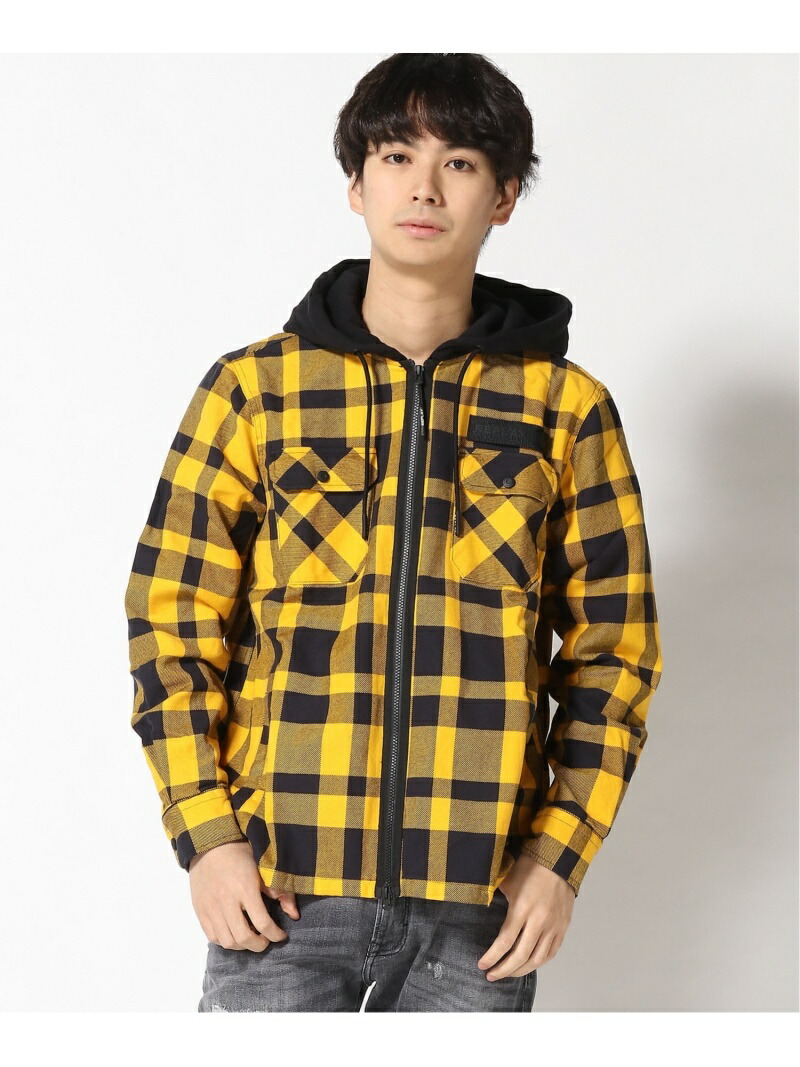 【SALE／70%OFF】REPLAY (M)チェックコットンツイルシャツパーカー リプレイ トップス パーカー・フーディー ブラック【RBA_E】【送料無料】