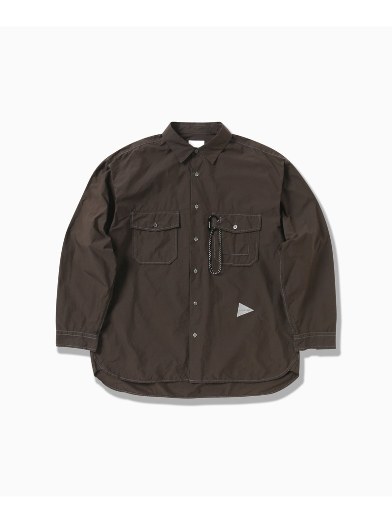 and wander CORDURA typewriter LS shirt アンドワンダー トップス シャツ・ブラウス ブラウン ブラック ホワイト【送料無料】