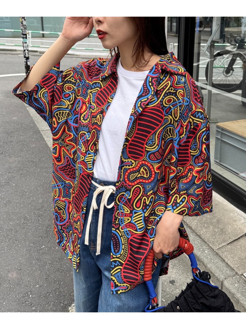 CIAOPANIC TYPY 【SOUNDS GOOOOD】サイケデリック柄半袖プルオーバー チャオパニックティピー トップス プルオーバー・トップ 黒いこと【先んずる取っておく】*【貨物輸送無料】