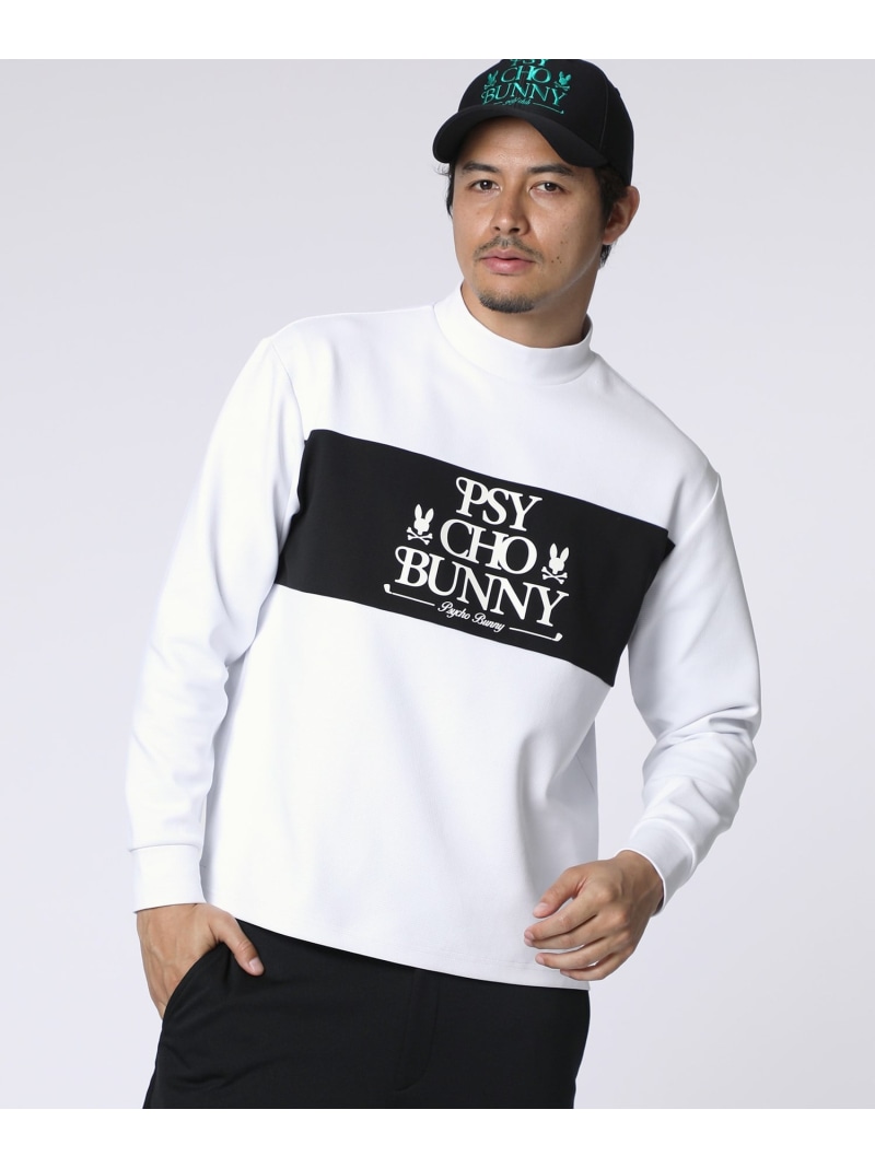 【SALE／30%OFF】Psycho Bunny [GOLF]今めかしいグラフィック  バイカラーモックネックプルオーバー サイコバニー トップス カットソー・プルオーバー 黒いこと 白いこと【RBA_E】【貨物輸送無料】