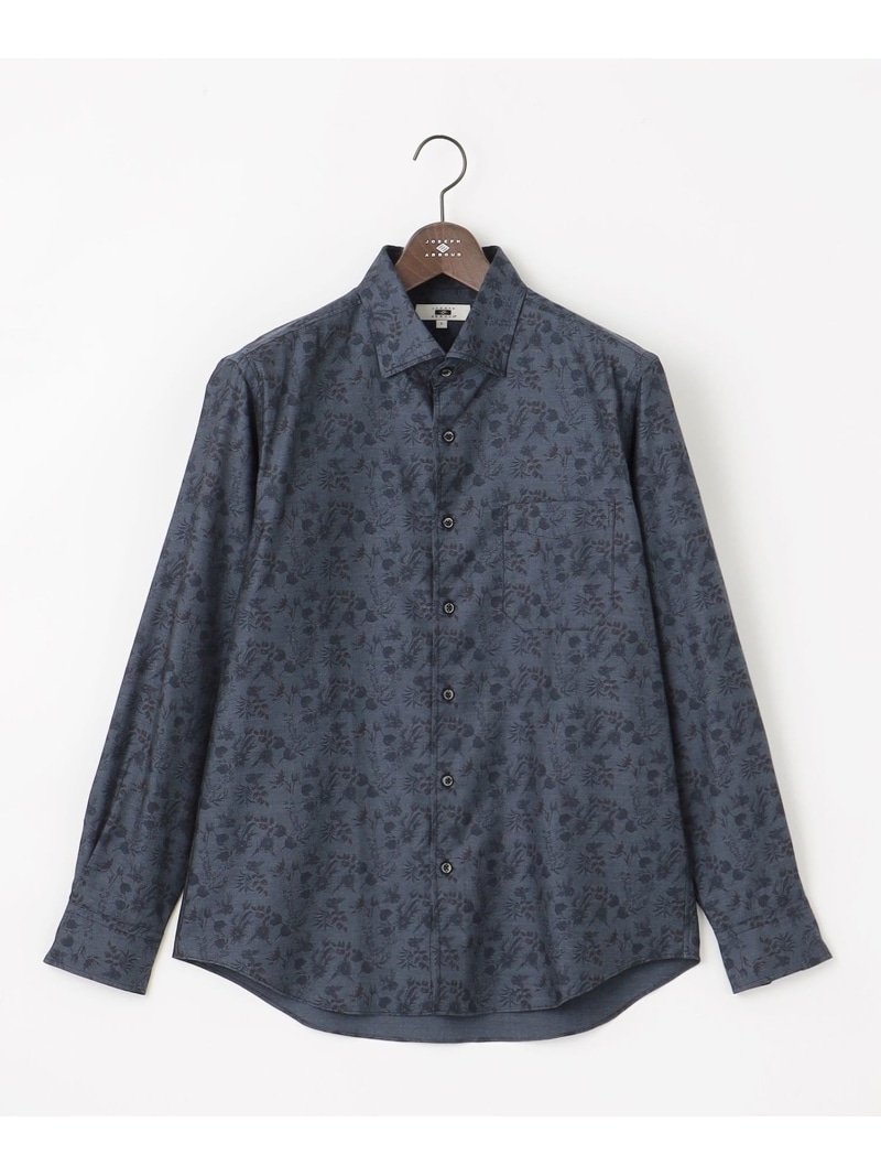 JOSEPH ABBOUD 【キングサイズ・自然な光沢感】コットンビエラフラワープリント シャツ ジョセフアブード トップス シャツ・ブラウス ホワイト ネイビー【送料無料】