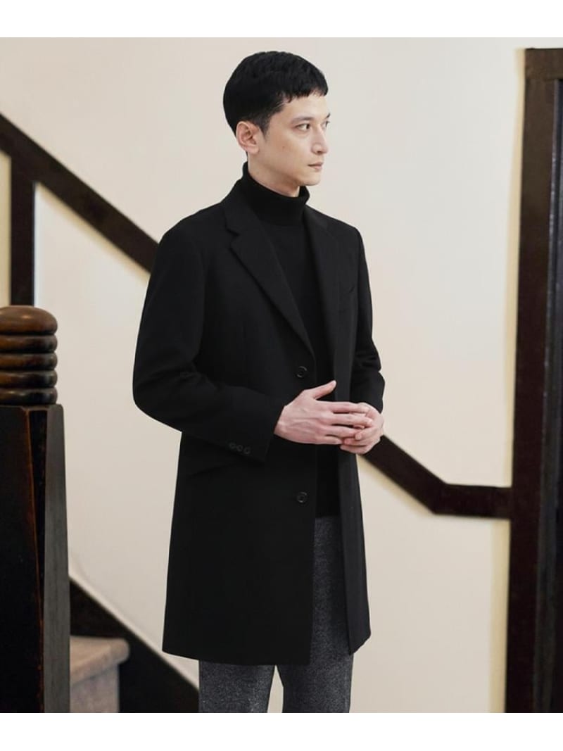 【SALE／30%OFF】TAKEO KIKUCHI カシミヤブレンド ビーバー調チェスターコート タケオキクチ ジャケット・アウター チェスターコート ピンク ブラック【RBA_E】【送料無料】