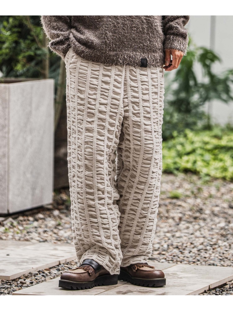 CAMBIO mp13921-Floating Jacquard Mole Knit Wide Straight Pants ニットパンツ カンビオ パンツ その他のパンツ カーキグリーン グレー ブラック【送料無料】 14,025円