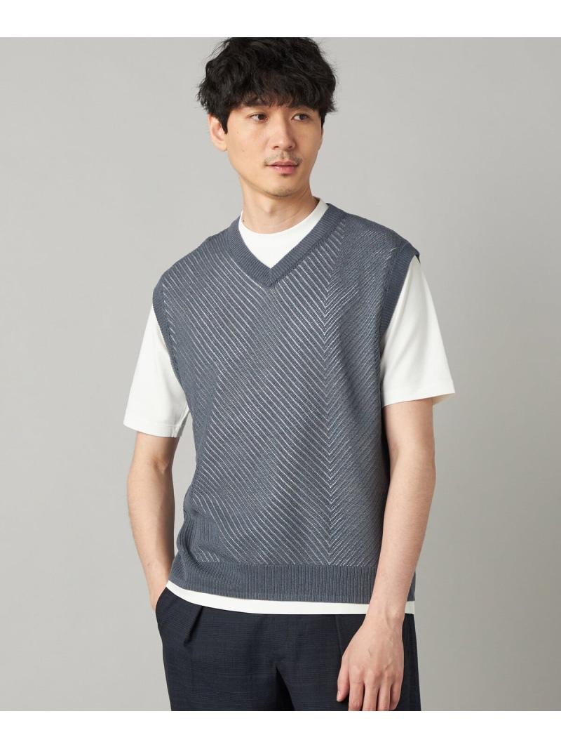 【SALE／10%OFF】COMME CA MEN ペーパーヤーン メッシュうつり変わり 編み物より良い コムサメン トップス 編み物 黒いこと 薄墨色【RBA_E】【貨物輸送無料】 トップス-ニット・セーター