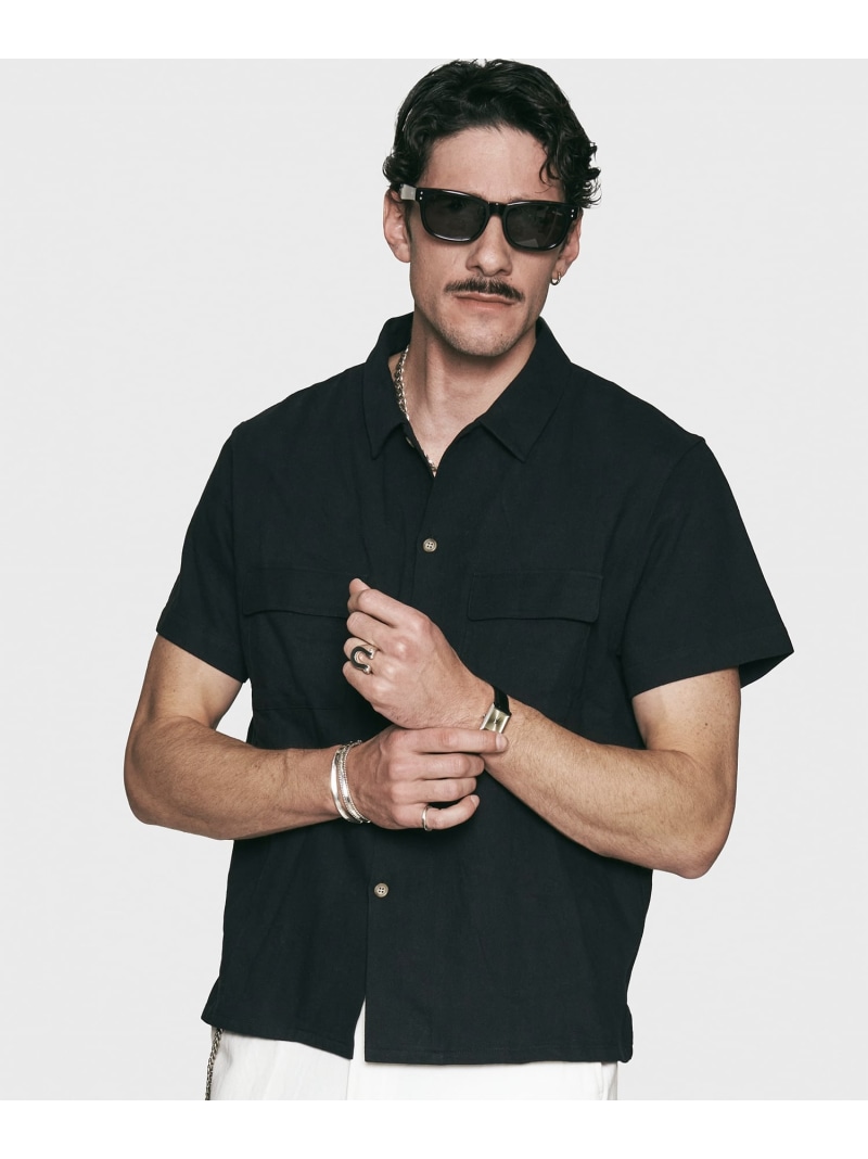 【SALE／30%OFF】THE CRIMIE HEMP COTTON SHORT SLLEVE OPEN SHIRT ガーデン トップス シャツ・ブラウス ブラック ホワイト【RBA_E】【送料無料】