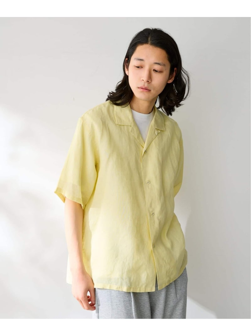 B.C STOCK 《予約》ヨーロッパリネン100% オープン半袖シャツ ベーセーストック トップス シャツ・ブラウス ホワイト ベージュ ブルー イエロー ブラック【先行予約】*【送料無料】