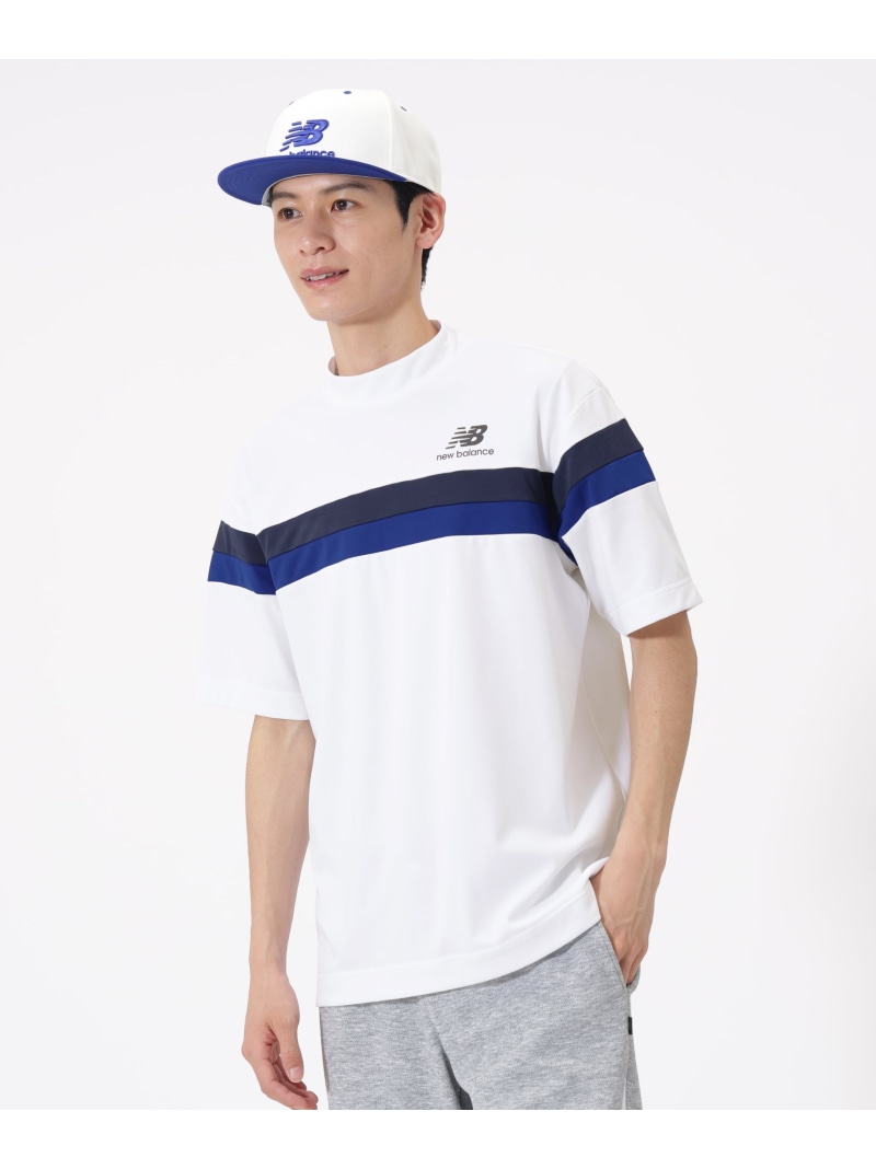 New Balance Golf 二分の一捩り モックネック ティーシャツ (MENS) ニュー平衡にするゴルフ トップス 余分の物のトップス 米国海軍 白いこと 青色【貨物輸送無料】