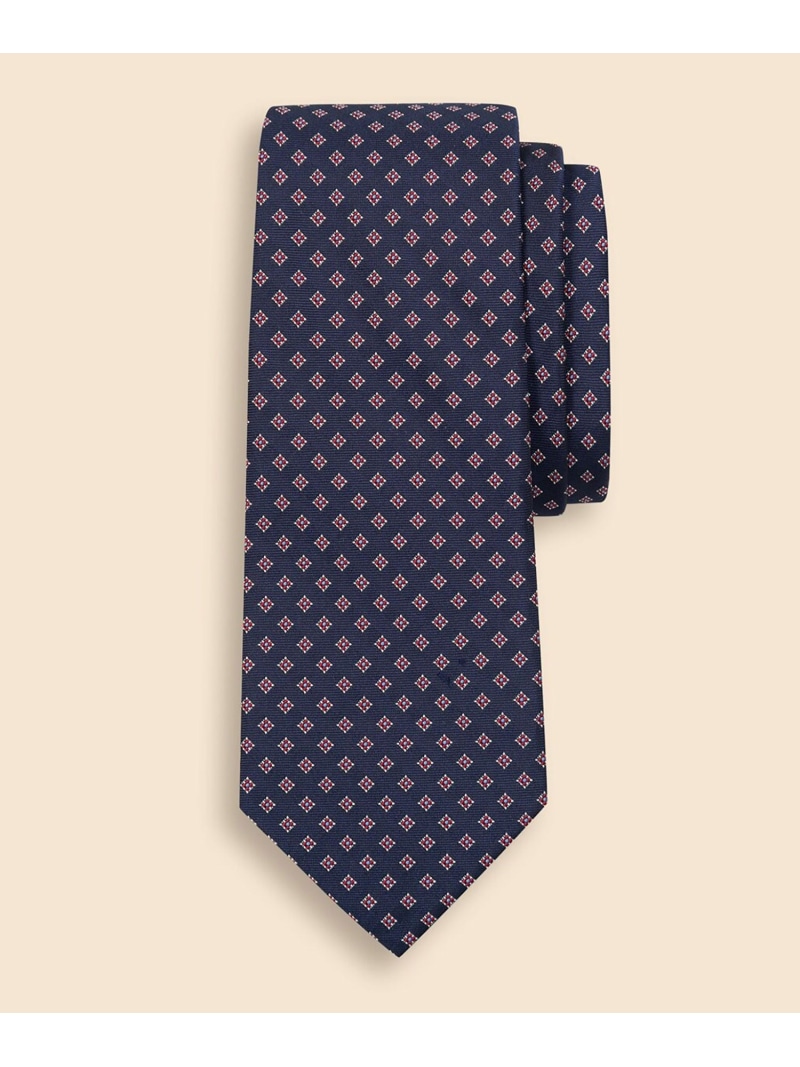 BROOKS BROTHERS シルク スクエアモチーフ ジャカードタイ ブルックス ブラザーズ スーツ・フォーマル ネクタイ・蝶ネクタイ レッド ネイビー【送料無料】