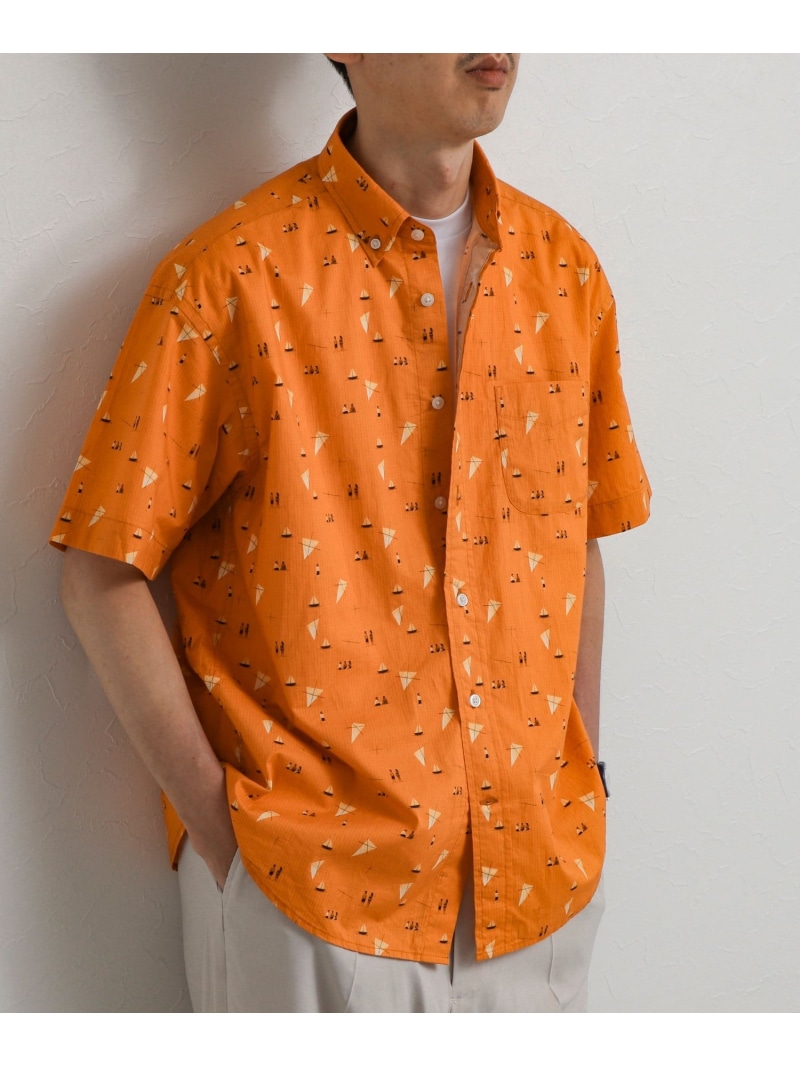 NOLLEY\u0027S goodman 総柄BDプルオーバー 26SS ノーリーズ トップス プルオーバー・トップ 白いこと 緑であること オレンジ色【此れから取っておく】*【貨物輸送無料】