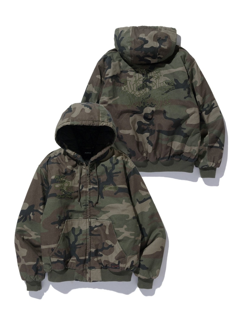 XLARGE PATCHED OLD ENGLISH HOODED WORK JACKET エクストララージ ジャケット・アウター カバーオール・ワークジャケット ネイビー グレー ブラック【送料無料】