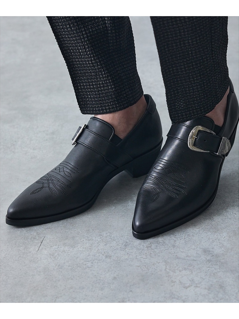 【SALE／30%OFF】5351POUR LES HOMMES ハイヒール カスタム ポインテッドトゥ レザー スリッポン シューズ ゴーサンゴーイチプールオム シューズ・靴 スニーカー ブラック【RBA_E】【送料無料】｜ Fashion Men