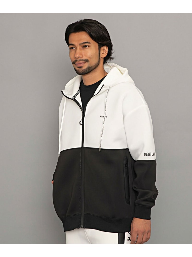 SB select LUXE/R スポンジボンディング切り替えZIPパーカー 長袖 シルバーバレット トップス パーカー・フーディー ホワイト ブラック グレー【送料無料】| Fashion Men
