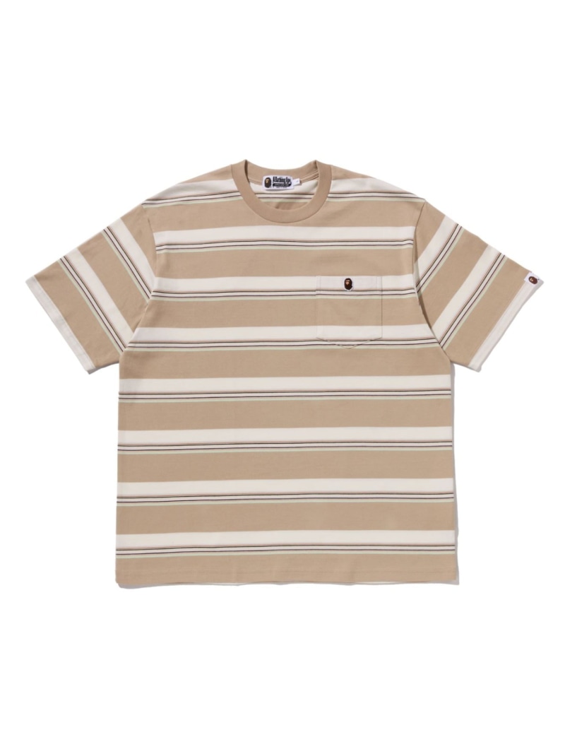 A BATHING APE STRIPE ONE POINT RELAXED FIT POCKET TEE ア ベイシング エイプ トップス カットソー・Tシャツ ベージュ ブラック ネイビー【送料無料】｜ Fashion Men