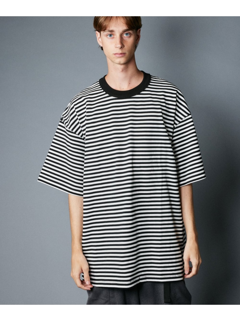 rehacer rehacer:Heavy Cotton Border Loose S/S レアセル トップス カットソー・Tシャツ ブラック ブルー【送料無料】