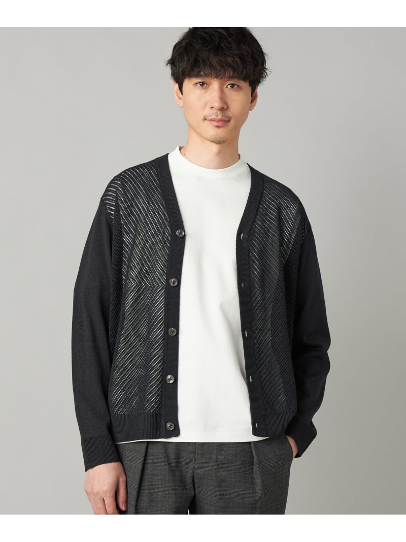 【SALE／40%OFF】COMME CA MEN ペーパーヤーン メッシュ切り替え カーディガン コムサメン トップス カーディガン ブラック グレー【RBA_E】【送料無料】｜ Fashion Men 10,309円