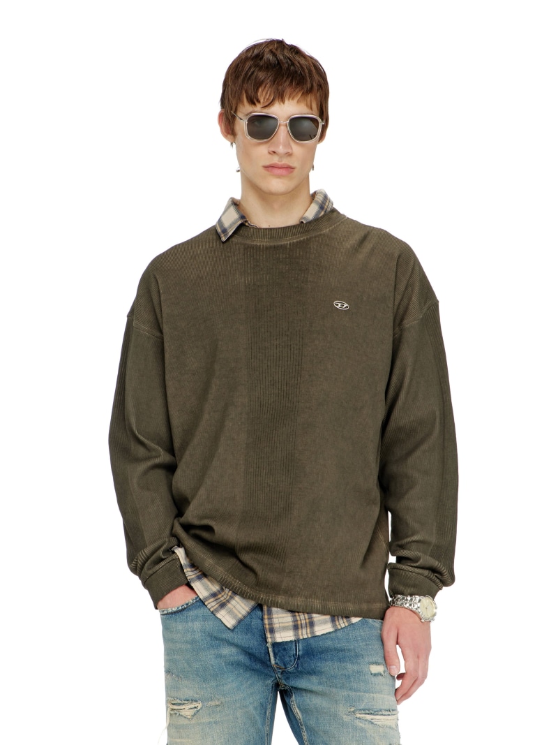 DIESEL メンズ 長袖プルオーバー T-BOAT ディーゼル トップス カットソー・プルオーバー 薄墨色【貨物輸送無料】