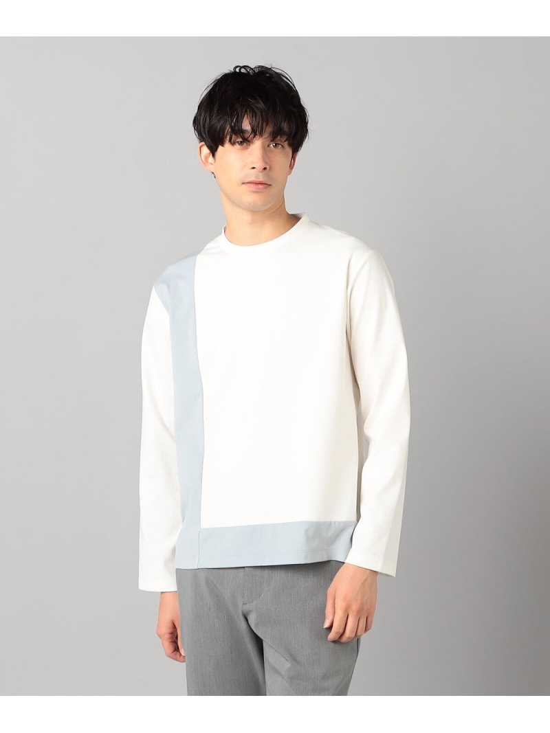 【SALE／46%OFF】COMME CA MEN カラーブロック 長袖クルーネック コムサメン トップス カットソー・Tシャツ ホワイト ブラック【RBA_E】【送料無料】