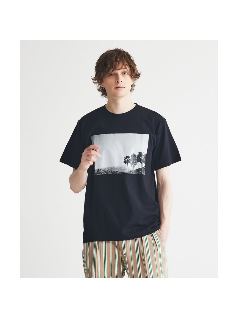 【SALE／50%OFF】DESIGNWORKS PALM TREE フォトTシャツ デザインワークス トップス カットソー・Tシャツ ブラック ホワイト【RBA_E】【送料無料】