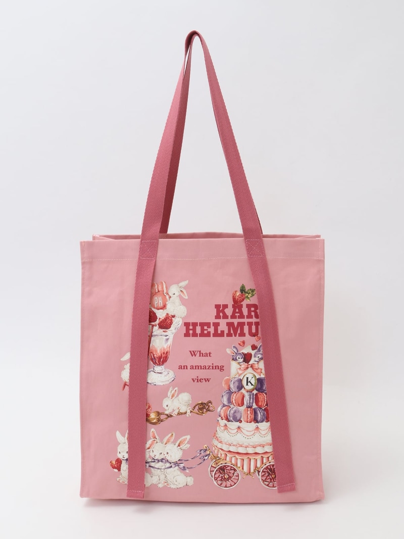 Karl Helmut プティプリンス\u0026マカロンタワープリントバッグ ピンクハウス 御徒面子 トートバッグ サクラ色 ベージュ パープル【貨物輸送無料】