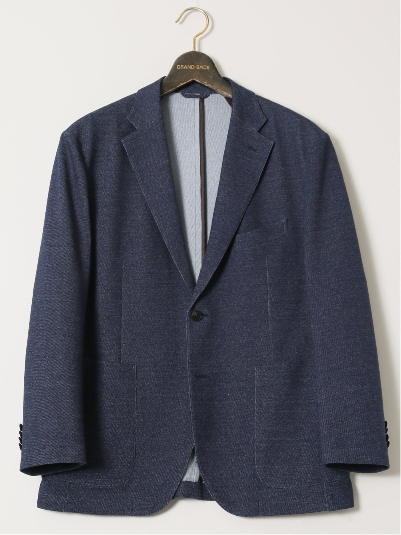GRAND-BACK 【大きいサイズ】グランバック/GRAND-BACK ストレッチジャージ インディゴ 2ボタンジャケット(セットアップ可能) タカキュー スーツ・フォーマル スーツジャケット ネイビー ブルー【送料無料】