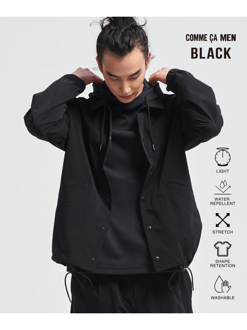 【SALE／10%OFF】COMME CA MEN 【撥水】【COMME CA MEN BLACK】[TEXBRID]ライトコーチジャケット コムサメン ジャケット・アウター ブルゾン・ジャンパー ブラック グレー【RBA_E】【送料無料】｜ Fashion Men