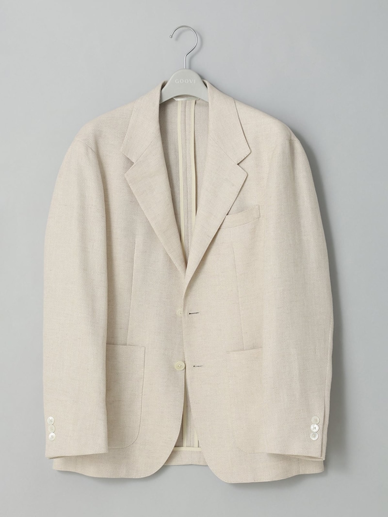 【SALE／30%OFF】SUIT SQUARE GOOVI 上衣 ウールリネンサマーツィード 杉綾模様 背広 真四角 ジャケット・アウター テーラードジャケット・ブレザー ベージュ【RBA_E】【貨物輸送無料】