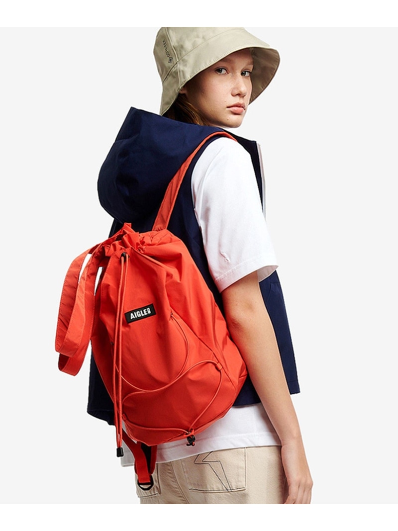 AIGLE 撥水 ライト&コンパクト 巾着バックパック 15L エーグル バッグ リュック・バックパック ホワイト ネイビー オレンジ【送料無料】