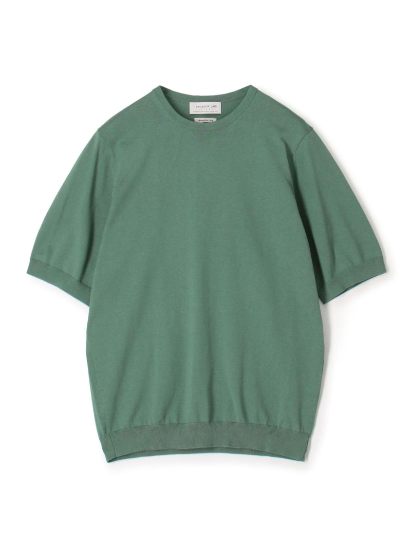 TOMORROWLAND MEN TOMORROWLAND tricot 地絹綿織物 労働者の一団のど頚半袖編み物 SESIA トゥモローランド トップス 編み物 オレンジ色 米国海軍 黒いこと 薄墨色 緑であること【貨物輸送無料】