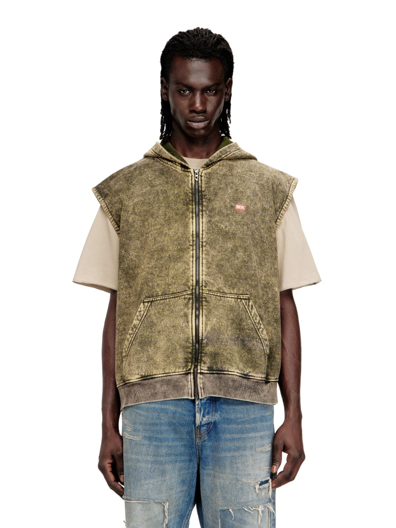 【SALE/40%OFF】DIESEL メンズ フード付きスリーブレススウェット S-BOXT-SL-ZIP ディーゼル トップス スウェット・トレーナー ブラック【RBA_E】【送料無料】| Fashion Men