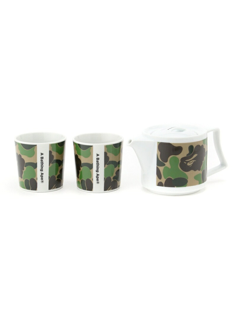 A BATHING APE ABC CAMO TEA POT SET ア ベイシング エイプ 食器・膳立て物の具・勝手もと装置 食器・皿 緑であること【貨物輸送無料】