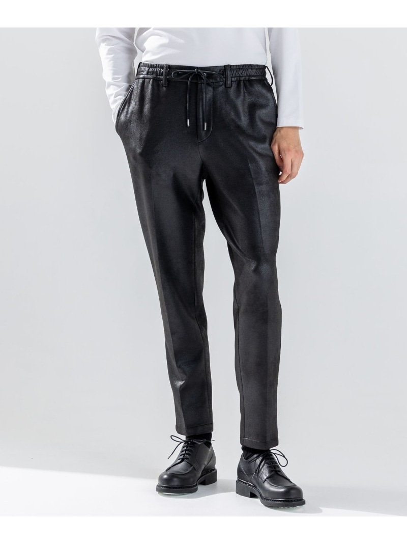 JOSEPH HOMME 新素材【ストレッチ/光沢感】レザーライクジャージードロスト付きテーパードパンツ / PEGG CONVERTIBLE ジョゼフ オム パンツ その他のパンツ ブラック【送料無料】