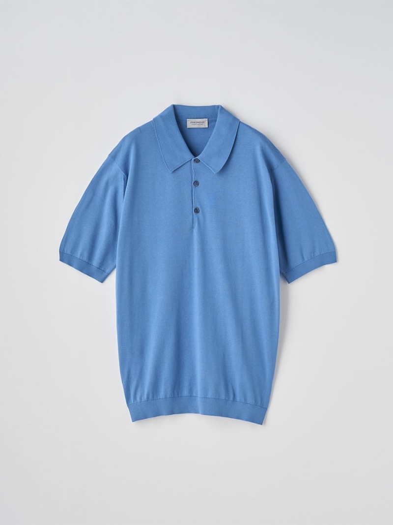 【SALE／20%OFF】JOHN SMEDLEY 半袖コットンニットクラシックポロシャツ ｜ ISIS ｜ 30G EASY FIT ジョンスメドレー トップス 編み物 青味【RBA_E】【貨物輸送無料】