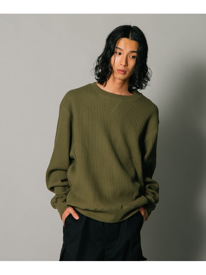 JEMORGAN JEMORGAN/(M)BIG BIG ワッフル トレーナー ジーンズメイト トップス スウェット・トレーナー イエロー グレー カーキグリーン ブラック【送料無料】