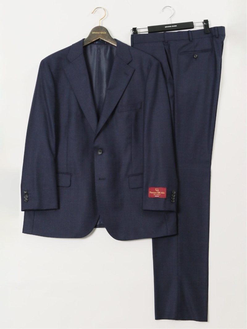 GRAND-BACK 【大きいサイズ】グランバック/GRAND-BACK SUPER140'S シルク混ウール 2ボタン2ピーススーツ タカキュー スーツ・フォーマル セットアップスーツ ネイビー【送料無料】