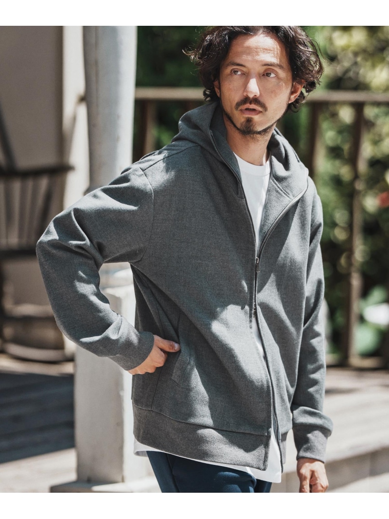 felkod mpa3833- Soft Drape Zip Up Parka ジップパーカー カンビオ トップス パーカー・フーディー グレー ブラック【送料無料】