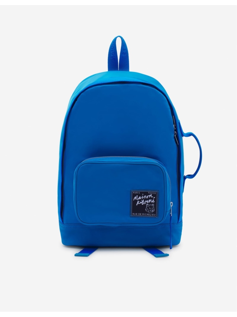 【SALE／45%OFF】Maison Kitsune 【堅苦しさ】Maison Kitsune THE TRAVELLER BACKPACK 棲み家 狐狸 アーカイブス 御徒面子 背嚢・うしろ側風呂敷き包み 青色【RBA_E】【貨物輸送無料】