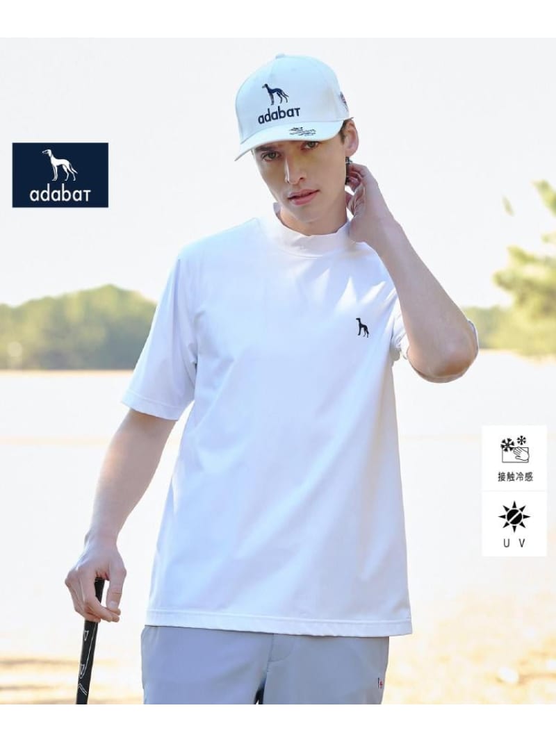 adabat 【ADABAT NAVY】当たること冷感/UVとり捨てる ナイロン混伸ばすこと半袖モックT アダバット トップス カットソー・プルオーバー 白いこと 黒いこと【貨物輸送無料】