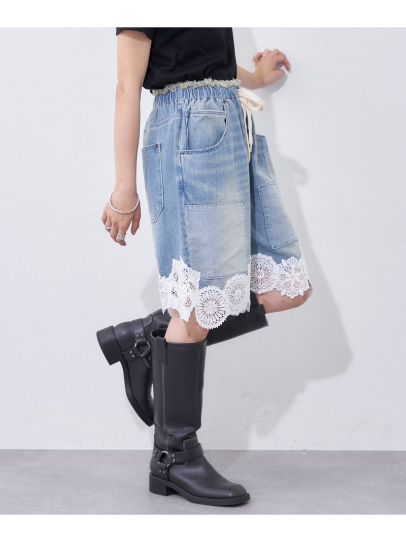 CIAOPANIC TYPY 【etsinta】裾レースイージーデニムショーツ チャオパニックティピー パンツ ジーンズ・デニムパンツ ブルー【先行予約】*【送料無料】｜ Fashion Men