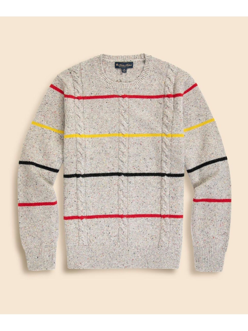 【SALE／35%OFF】BROOKS BROTHERS メリノウール ドネガル 縞模様 クルーネックセーター ブルックス ブラザーズ トップス 編み物 白いこと【RBA_E】【貨物輸送無料】