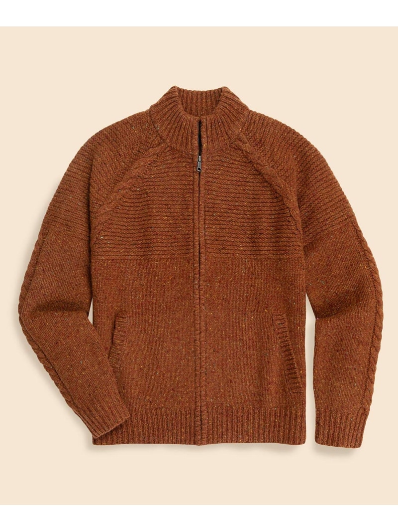 【SALE／40%OFF】BROOKS BROTHERS 羊毛 ドネガル フルジップ モックネックセーター ブルックス ブラザーズ トップス ジレー 緑であること 赤銅色【RBA_E】【貨物輸送無料】