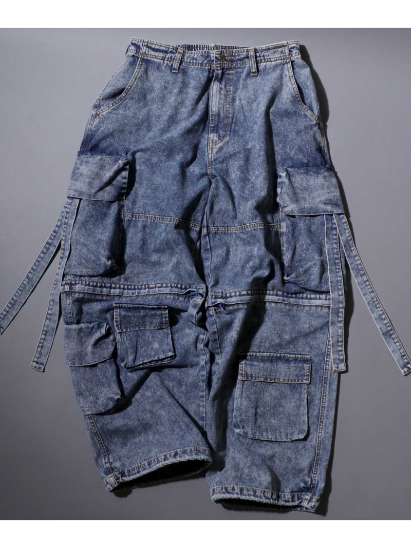 【SALE／20%OFF】SITRY SITRY ワイド カーゴパンツ カーゴハーフパンツ 2WAY デニム シトリー パンツ カーゴパンツ ブラック ブルー【RBA_E】【送料無料】 8,580円